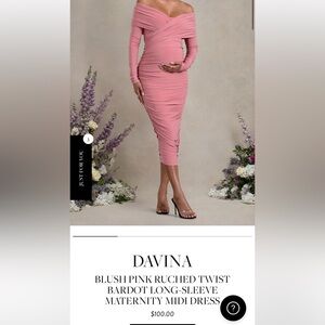 Club London Davina Maternity Dress in Blush Pink, Size 6